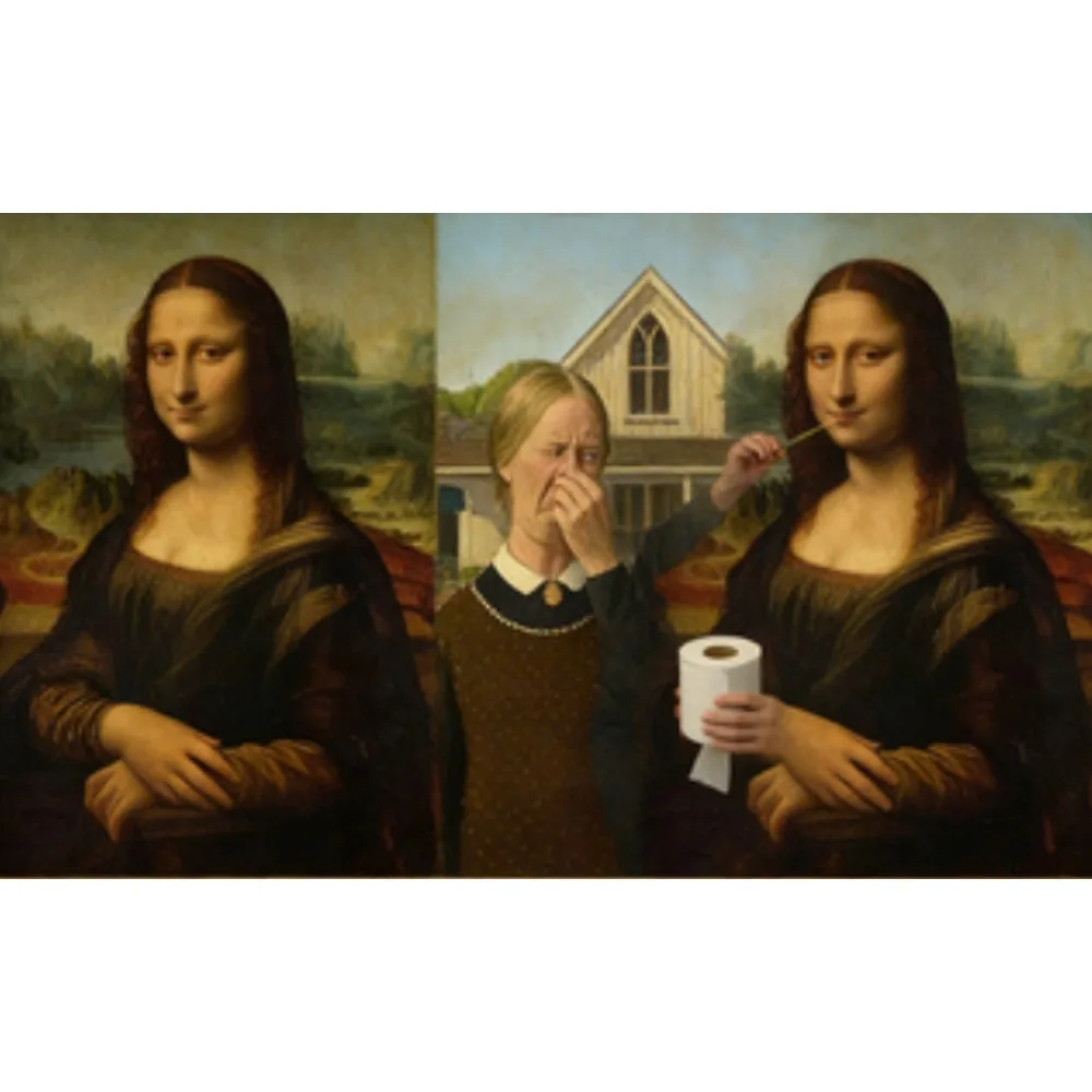 1pc frameless Funny Mona Lisa Capybara Canvas Painting Quirky Animal Altered Art Print