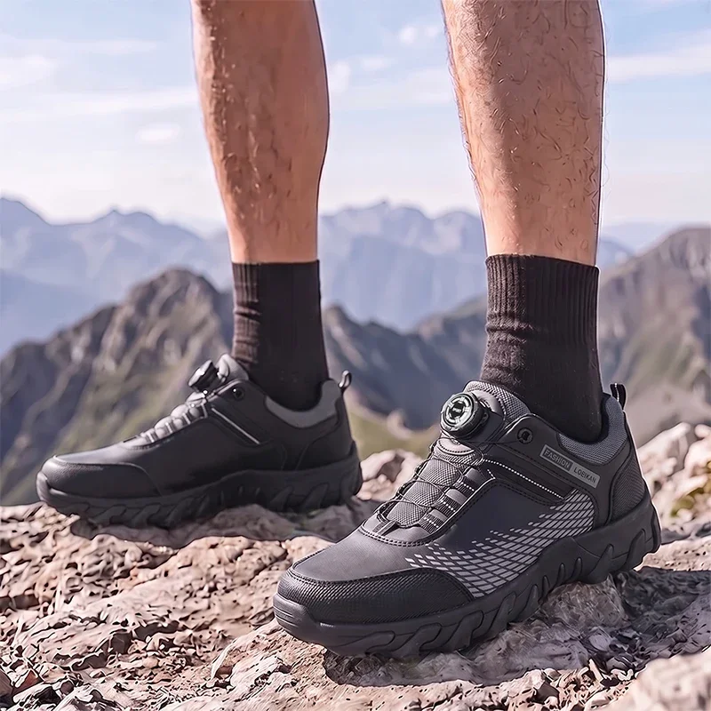 Herren-Freizeitschuhe mit Drehknopf, Mesh-Einsatz, rutschfeste, verschleißfeste dicke Sohle, Sneakers für den täglichen Stadtverkehr. – Detail 12