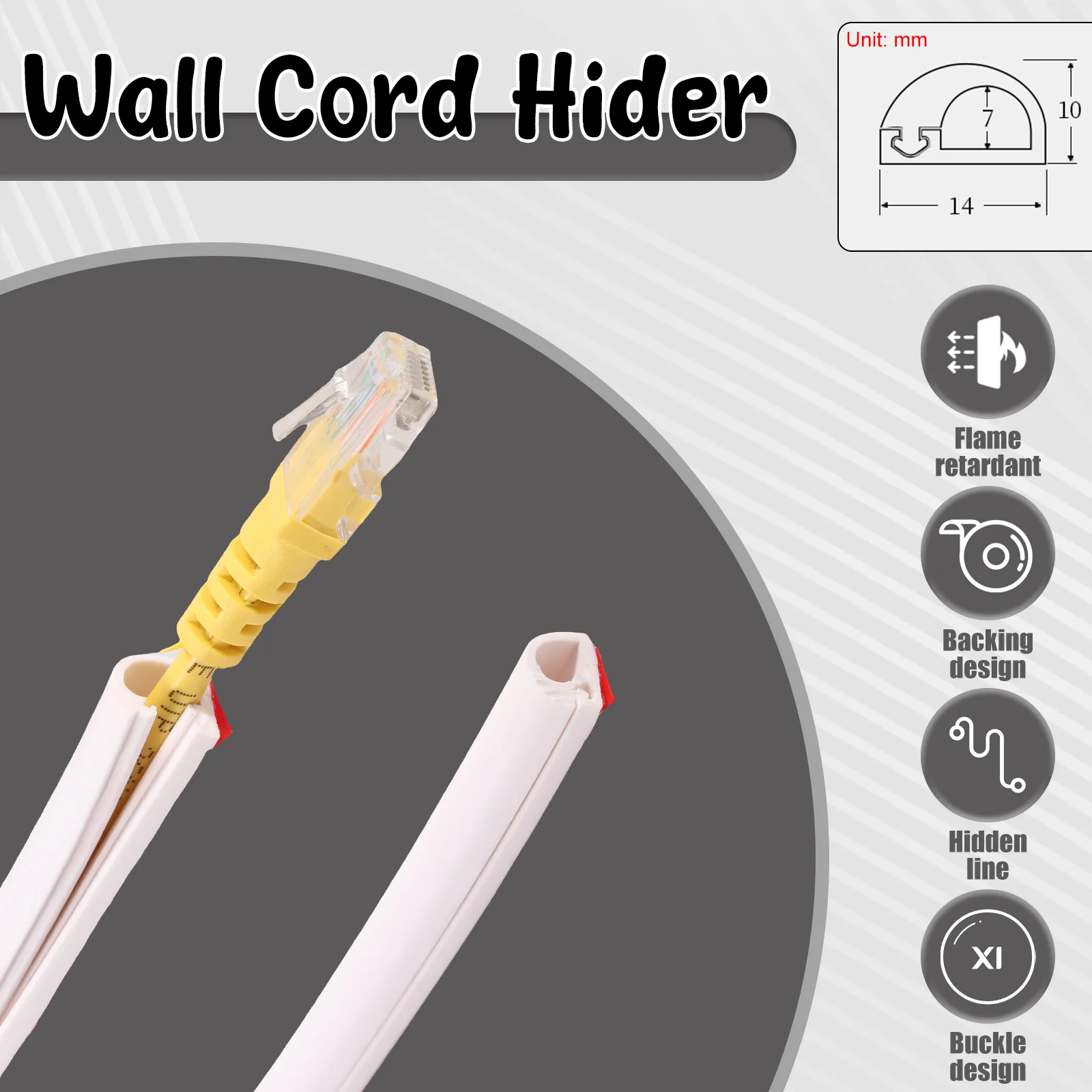 3/5/8M Wire Hider Kit for Wall Mount Tv Cable Covers Raceway Cable Management Cord Organizer Hide Cords Management Organizer