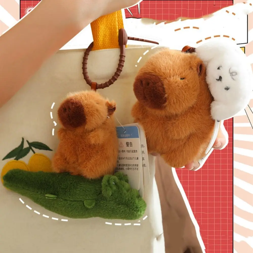 Fique fio capivara pingente de pelúcia ganso cão capivara chaveiro de pelúcia bonito engraçado capivara boneca de pelúcia presente de aniversário