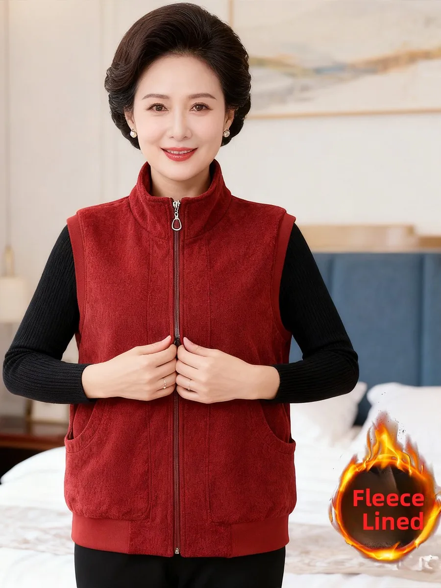 

Жилет на молнии Thiened, женская верхняя одежда, осенне-зимнее пальто для среднего возраста и ли, теплый, легкий, легко чистится