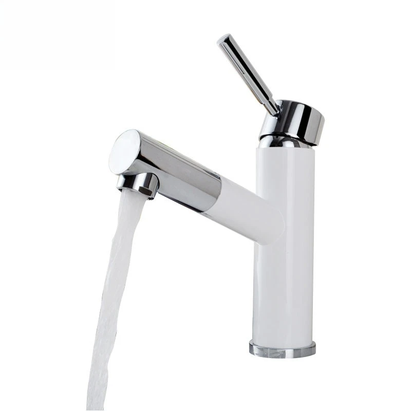 

White, pull, basin, faucet, washbasin, hot and cold.