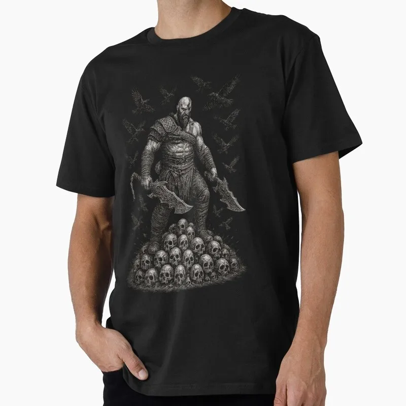 God of War Kratos T Shirt 0911 Men's Gaming Graphic Tee Spartan Warrior Ragnarok Streetwear Short Sleeve Unisex Gamer Gift Tops