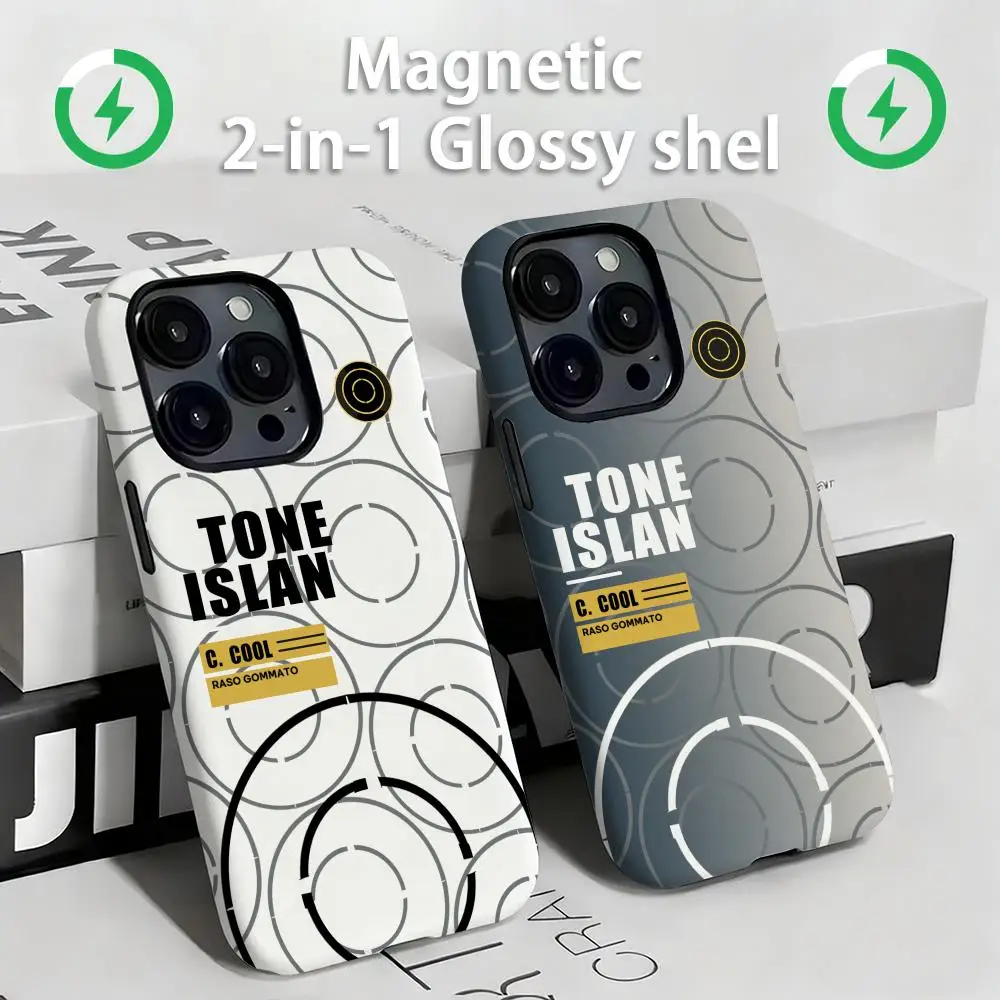 Funda de teléfono Fashion S-Stone-e Trend I-i-island, carcasa magnética 2 en 1 brillante para iPhone17 16e 16 15 14 13 12 11Pro Max Plus