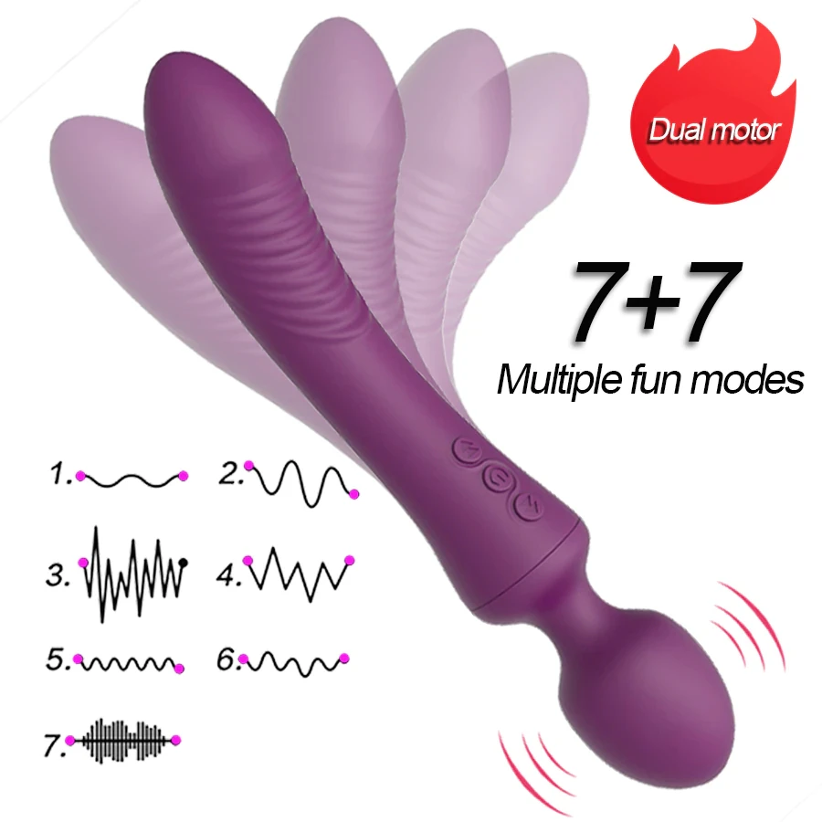 Dual Vibrator Dildos Wand Sexy Product for Women 10 Modes Clit Stimulator G Spot Vagina Massager Adult Sex Toys 18+