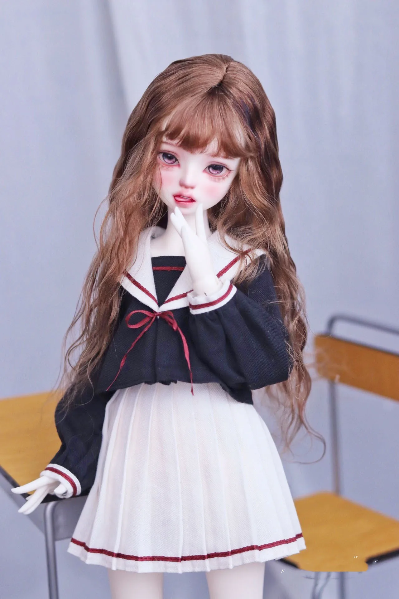 BJD Accessories Silver Brown Mohair Wig, 1/4 BJD Doll Hair Free Shipping