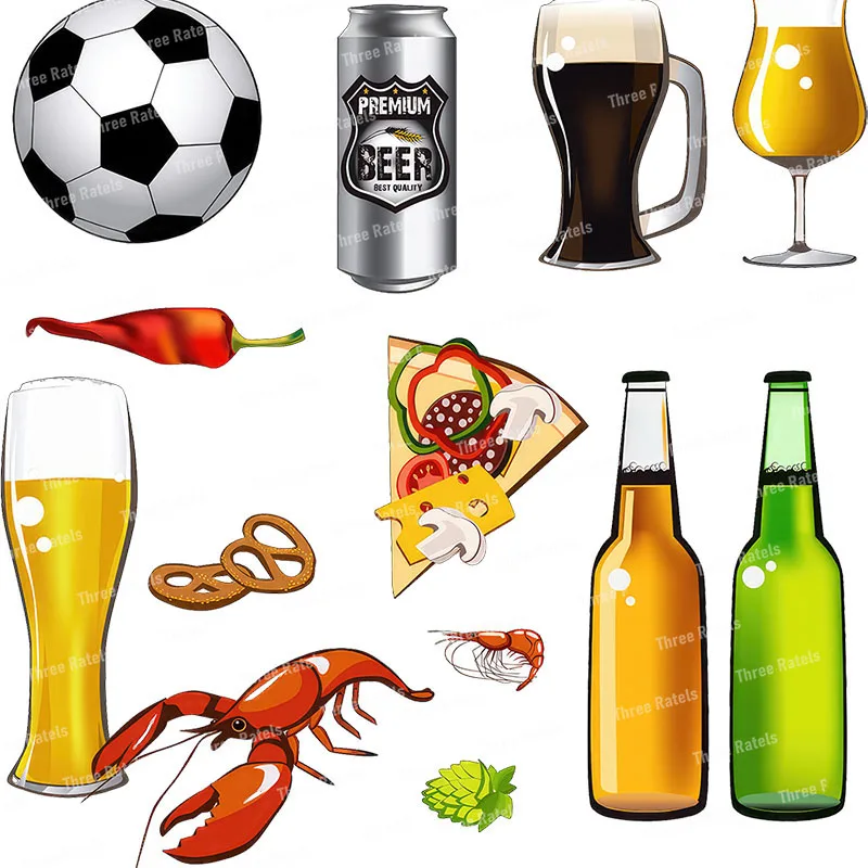 Three Ratels CC78 Casual Beverage Beer Cartoon Sticker Bar Decoration Kitchen Decal
