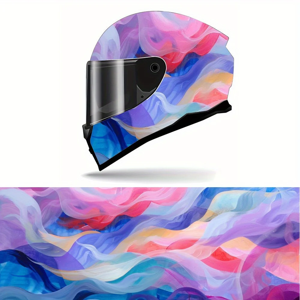 

Full Face Multicolored Swirls Design pattern Helmet Decals - Durable and Waterproof PVC, self-adhesive Motorcycle Racing Helmet