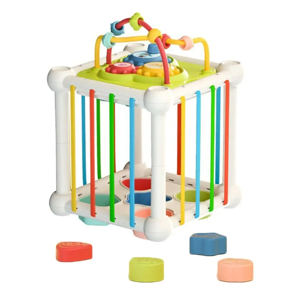 8-in-1 Educational Shapes Game Cube Multifunctional Shape Matching Cube Stacking Learning Toys Rainbow Colorful Blocks