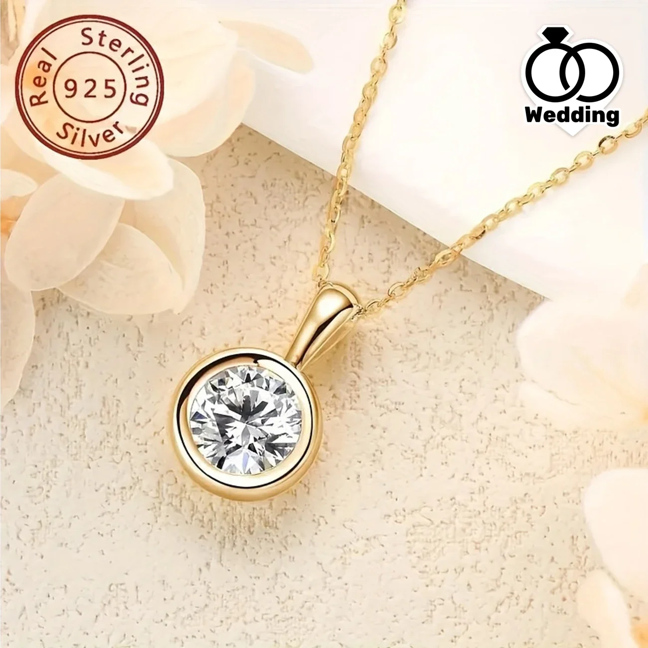 

925 Sterling Silver European and American Style Moissanite Pendant Necklace, High-end Women's Fashion Necklace, Perfect for Enga
