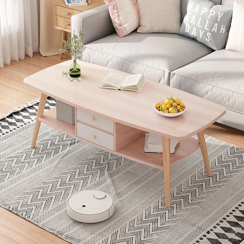 Two Tier Coffee Table Small Apartment Minimalist Japanese Style Living Room Bedroom Rental Wholesale Center Table Furniture