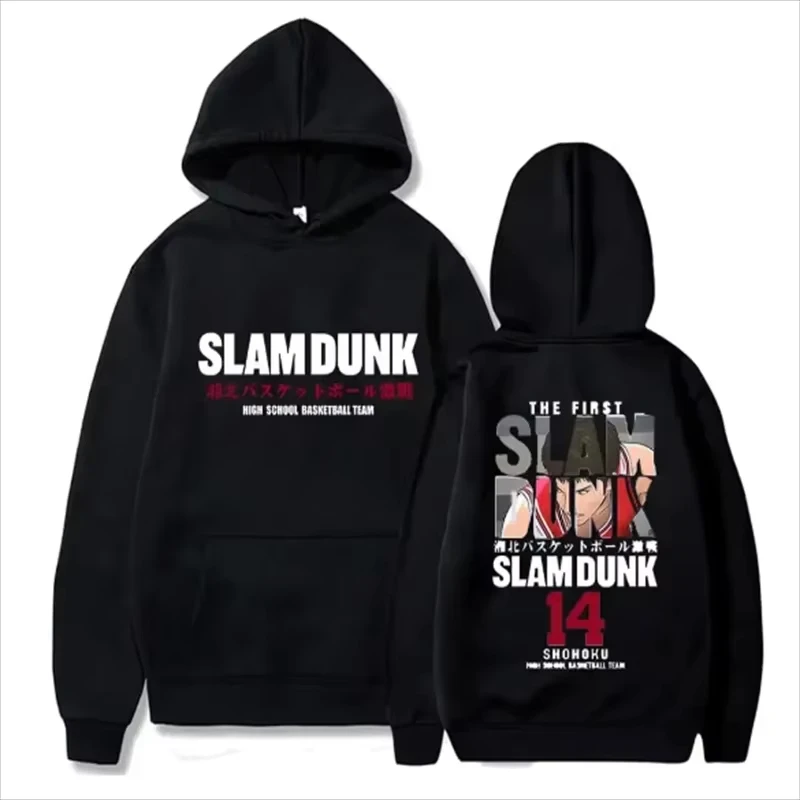 Anime Slam Dunk Hoodies de lã, pulôver casual com capuz, streetwear Hip Hop, moletons, Sakuragi Hanamichi Print Tops, outono