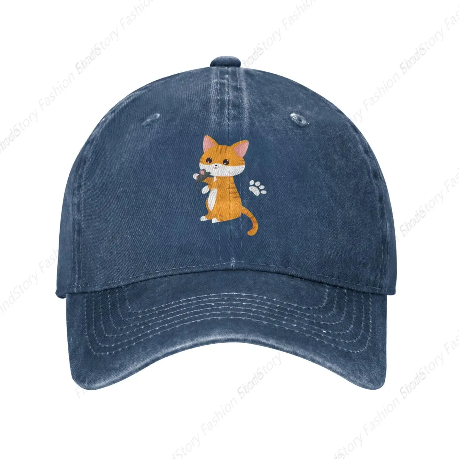 

Cute Cats Mouse Baseball Cap Trucker Denim Golf Dad Hat Cotton Adjustable Fishing Daily Outdoor Sports Travel All Seasons