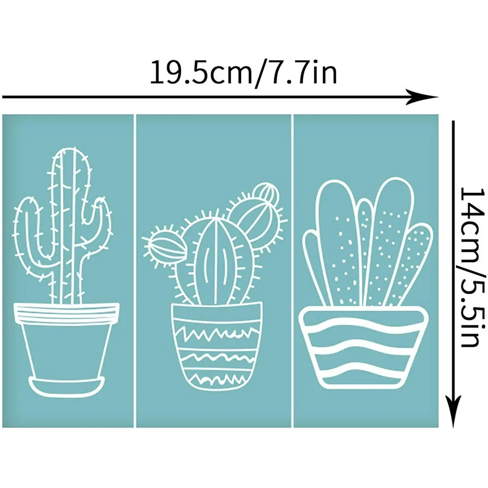 NBEADS 1-2 PC Self-Adhesive Silk Screen Printing Cactus Reusable Pattern Stencils for Painting on Wood Fabric T-Shirt Wall