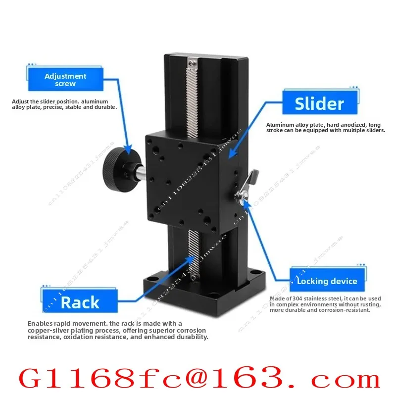 High Quality Professional Z-axis Manual Vertical Lifting Platform Dovetail Gear Rack Sliding Table