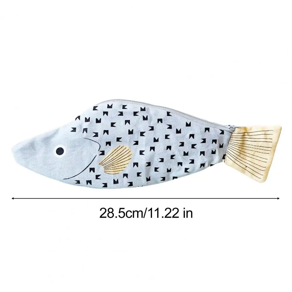 Funny Pencil Holder Fish-shaped Pencil Bag with Smooth Zipper Closure Capacity Canvas Pen Holder Thickened Stationery Organizer