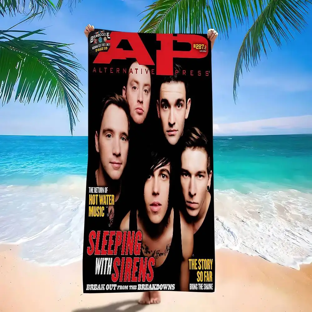 Emo Pop American Band S-Sleeping With Sirens Microfiber Printed Beach Towel Mountain Climbing Yoga Beach Swimming Running
