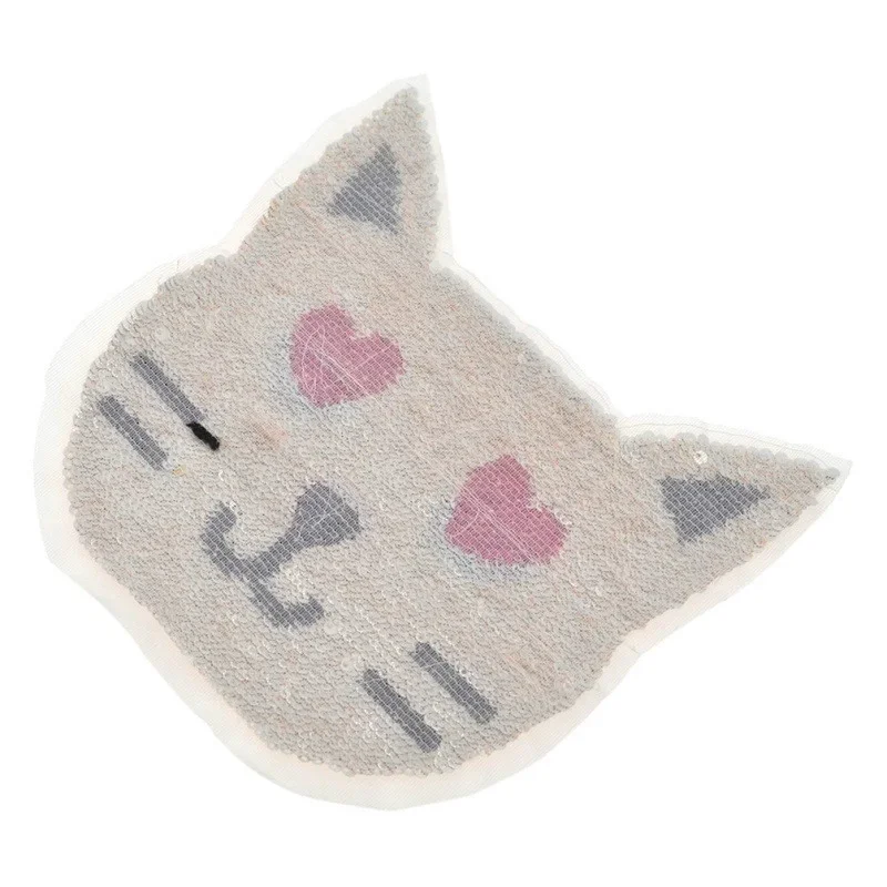 DIY Patch Sewn on Clothes Cat Flip Sequin Cloth Sticker Sequin Cloth Sticker Clothes Patch Sticker Cartoon Sequin Cloth Sticker