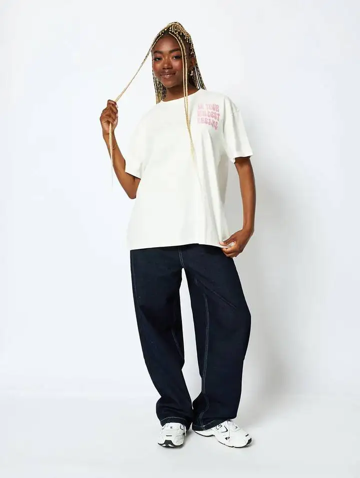 تي شيرت برسومات In Your Wildest Dreams تي شيرت مطبوع عليه زهور الفطر بتصميم خلفي للسيدات على الطراز البوهيمي حروف عتيقة فضفاضة تناسب #3