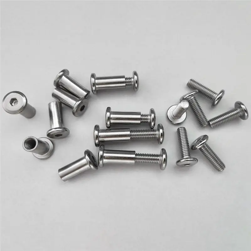 AS94-40 Pcs Screw Post Fit For 5/16Inch(8Mm) Hole Dia Male M6x20mm Female M6x18mm Belt Buckle Binding Bolts Leather Fastener