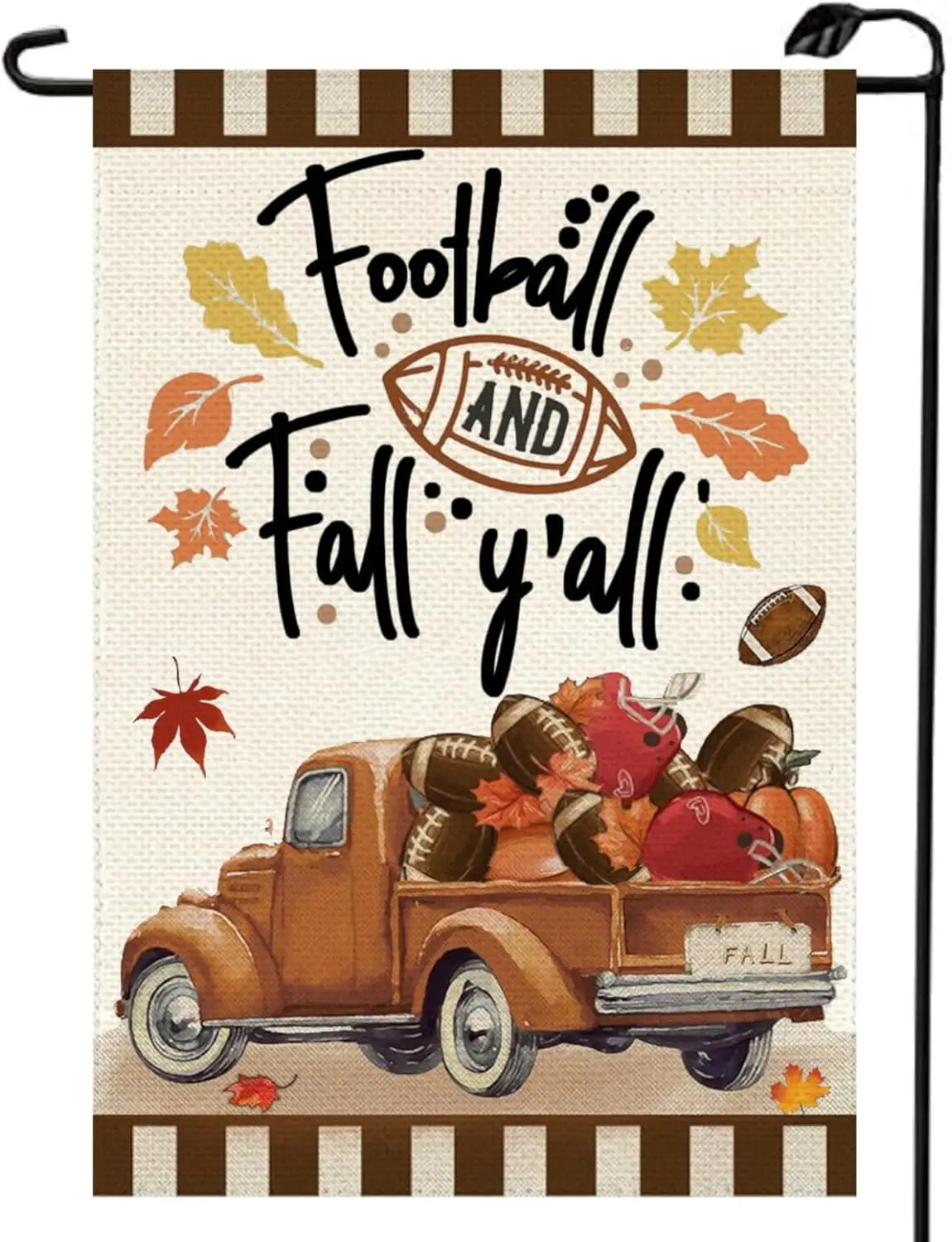 Fall Football Garden Flags 12x18 Inch Double Sided for Outside FOOTBALL and Fall Yall Truck Maple Leaves Small Flag Autumn Seaso