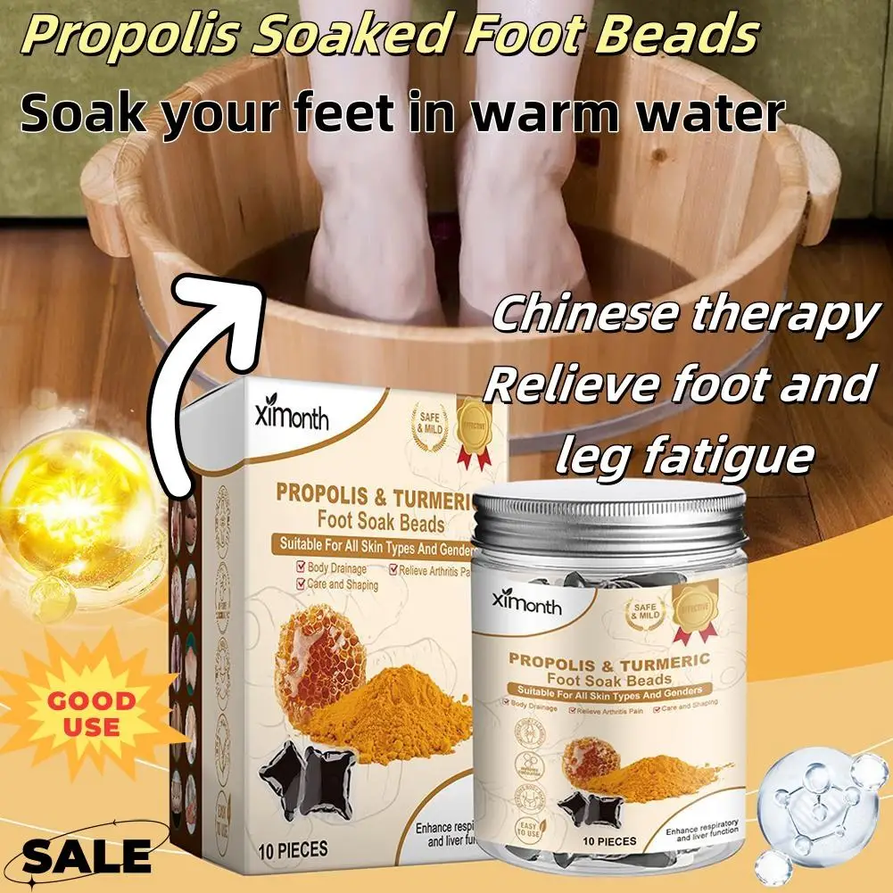 10pcs Propolis Soaked Foot Beads Ginger Root Extract To Relieve Foot And Leg Fatigue Venous Health Shaping Foot Bath Beads