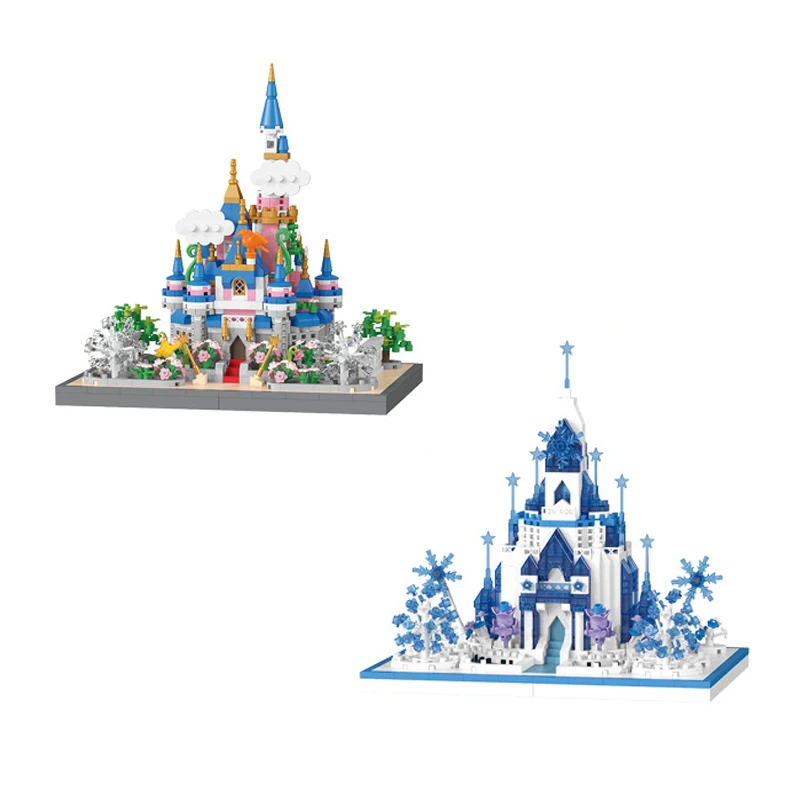 

Disney Castle Building Blocks Frozen Elsa Castle Assembly Construction Diamond 3D Model Mini Bricks Figures Toys for Kid Gift