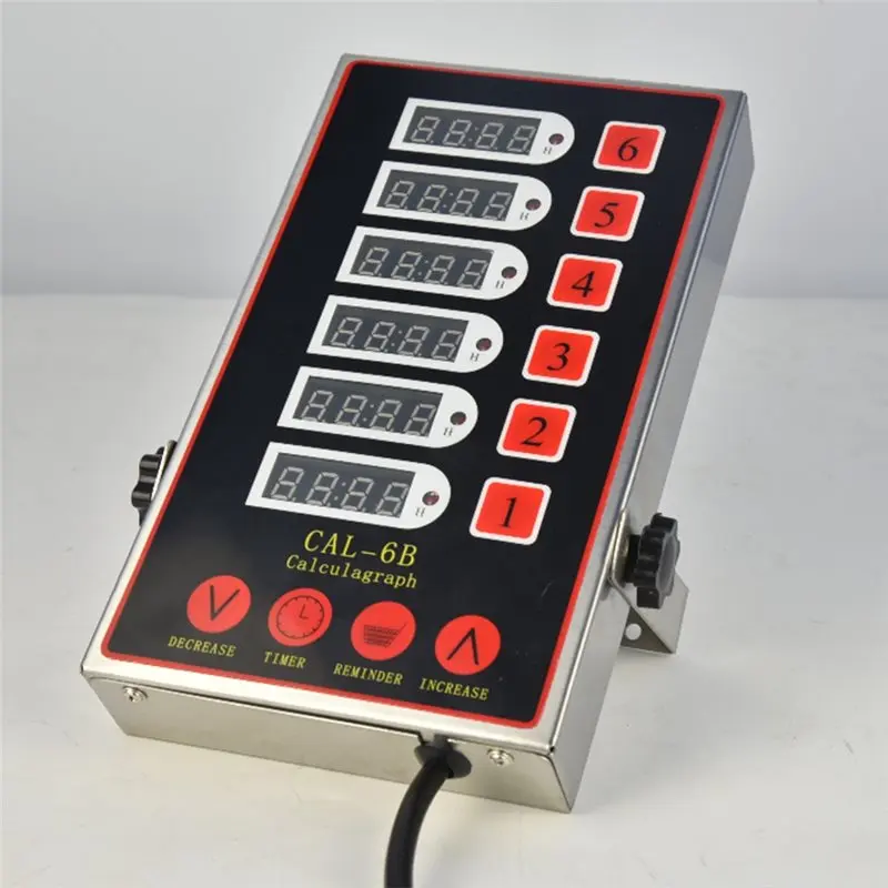 6-Channel Digital Kitchen Timer 220V Stainless Steel Countdown With Alarming For Cooking Tasks EU Plug