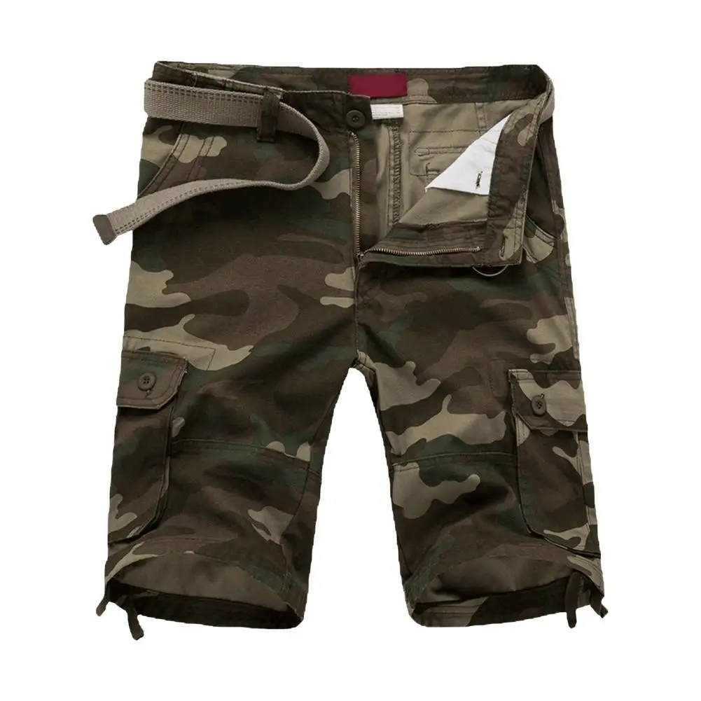 Cargo Shorts Camouflage Print Men's Knee Length Outdoor Shorts with Multi Pockets Ideal for Travel Camping Hiking Training