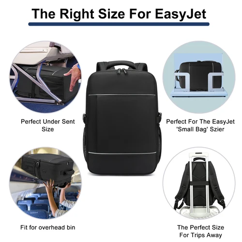 Imagen 2 del producto Mochilas de viaje 40x20x25 ryanair bolsa de cabina Maleta de mano unisex Mochila para computadora portátil de 15,6 pulgadas para la escuela, tira reflectante nocturna