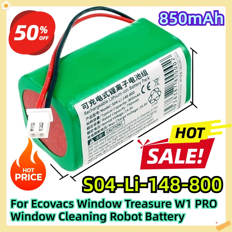 

For Ecovacs Window Treasure 14.8V 850mAh W1 PRO Window Cleaning Robot Battery