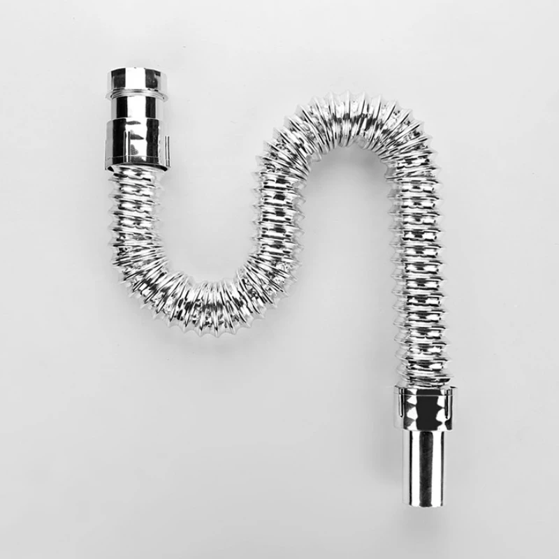 Anti odor basin drainage hose imitation stainless steel telescopic pipe entering the ground and wall