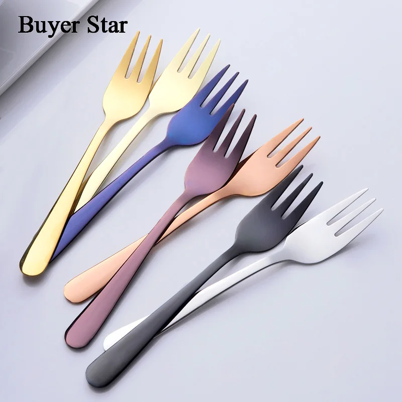 4 Pieces Buyer Star 18/10 Stainless Steel Tea Fork 14 cm Mirror Polished Flatware Utensils Salad Silver Bento Eating  Forks