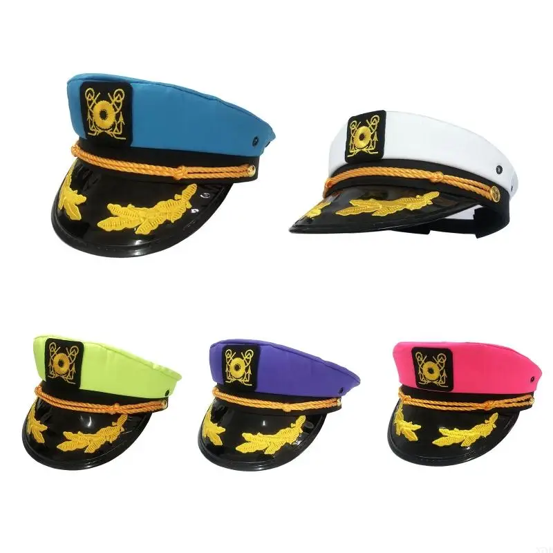 

N7YF All-match Adults Embroidered Captain Costume Hat Hat for Casual