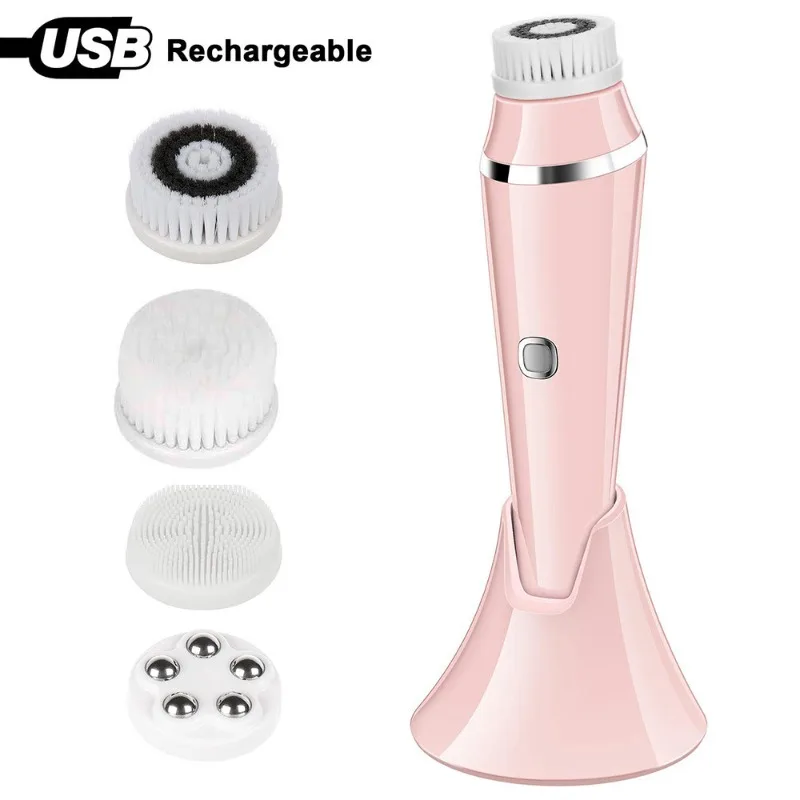 New silicone facial cleanser waterproof rechargeable face wash brush pore cleaner four-in-one electric face wash instrument