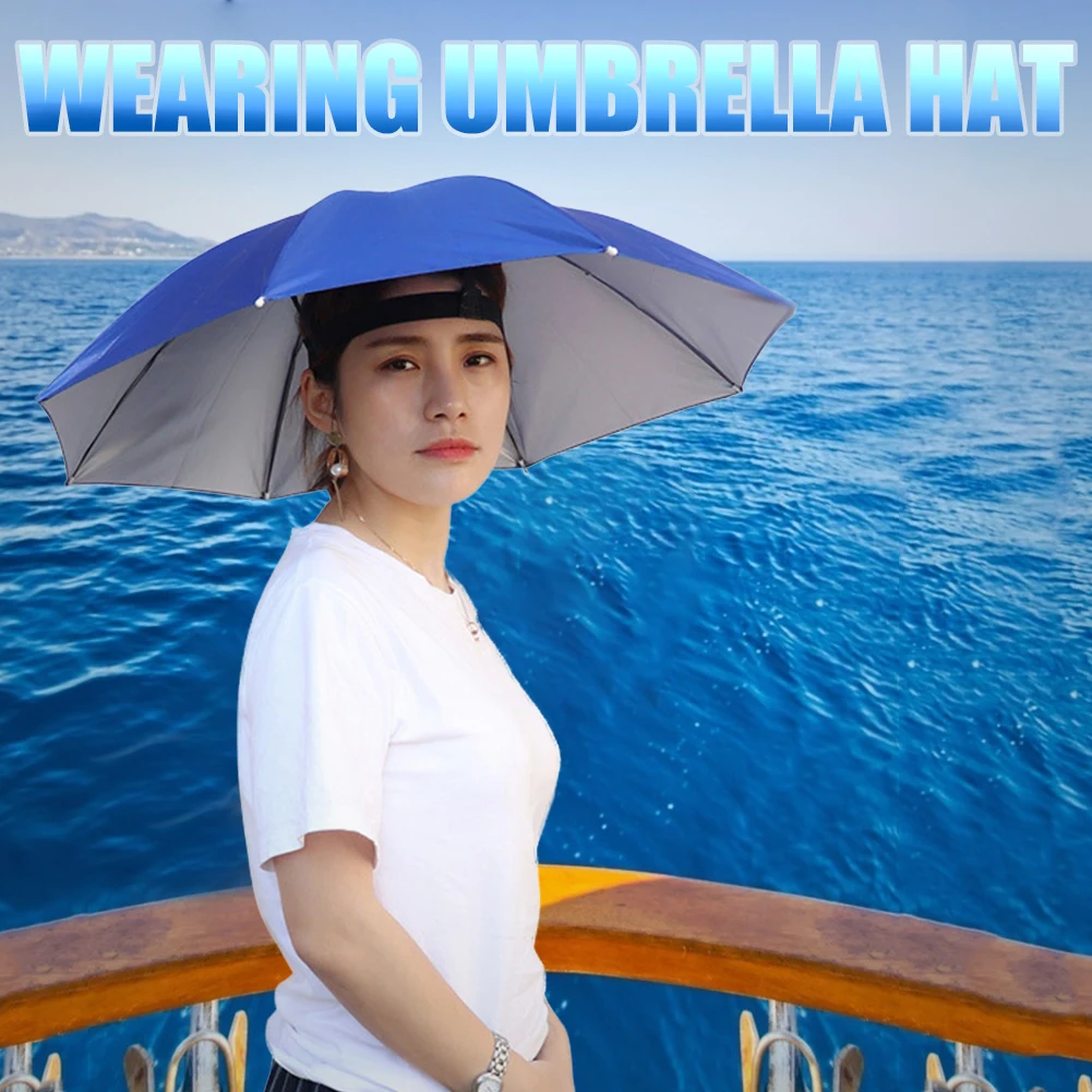 Outdoor Foldable Head Umbrella Hat Anti-Rain Anti-Sun Headwear Sun Cap Fishing Golf Cycling Hiking Camping Shade Umbrella Hat