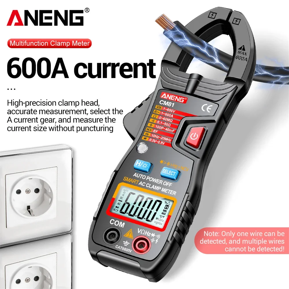 ANENG CM80/CM81 Digital Clamp Meter AC Current Multimeter Ammeter Voltage Tester Car Amp Hz Capacitance NCV Ohm Test