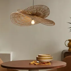 Wabi-sabi Style Pendant Lights Rattan Hand-woven Lamp Restaurant Home Decor Bedroom Living Room Creative Dining Room Chandeliers