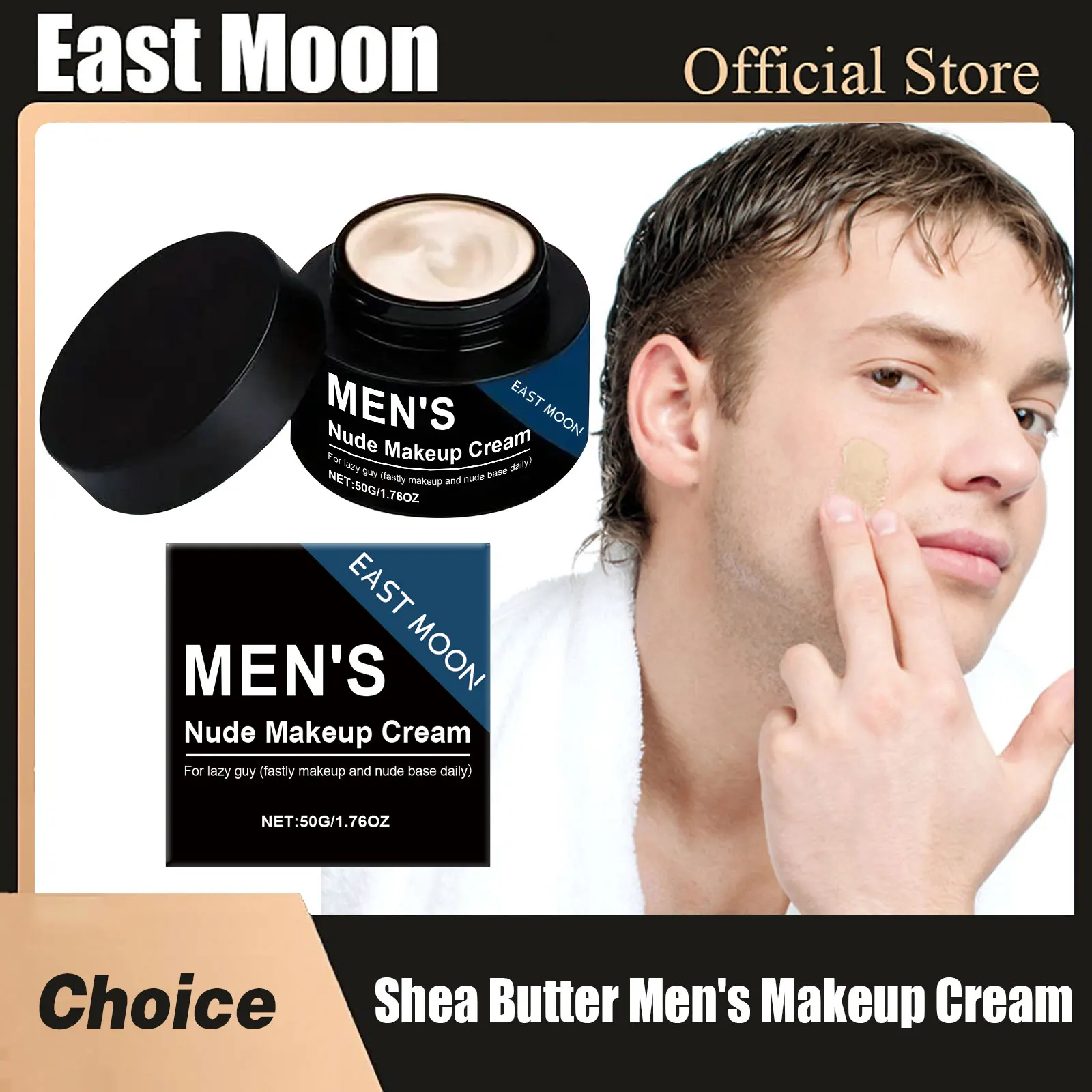 

East Moon Shea Butter Men Makeup Cream Oil Control Moisturize Base Color Change Full Coverage for Dark Skin BB Foundation Creams