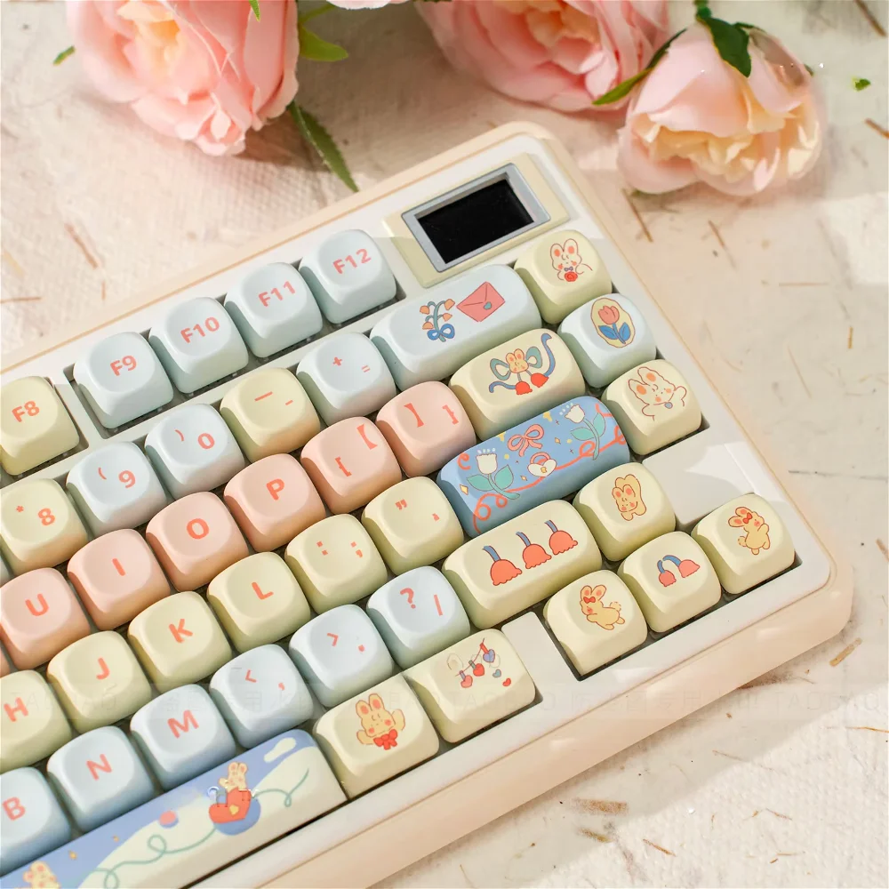 MOA Secret Garden Cute Girls Cartoon Keycaps PBT 114 Keys for 60/64/84/98/108 Gaming Mechanical Keyboard MX Switch