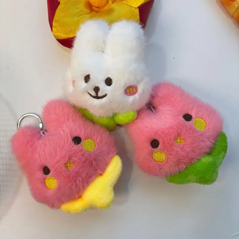 Cartoon Tulpe Kaninchen Plüsch Anhänger Schlüsselbund Kawaii Mode Schlüssel Ring Für Frauen Mädchen Nette Rucksack Anhänger Zubehör Geschenke