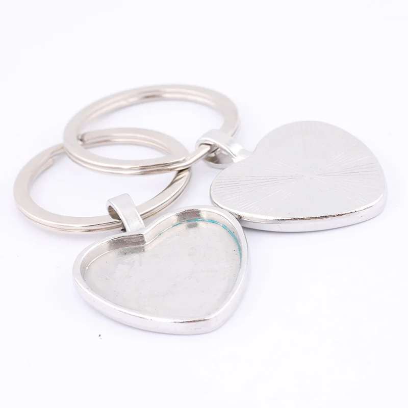 5pcs 25mm Heart Cabochon Keychain Base Setting Blanks Diy Metal Key Ring Accessories For Jewelry Making