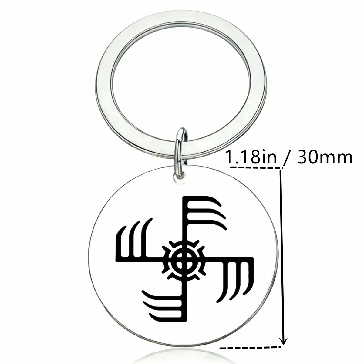 1Pc Viking Norse Sun Wheel Rune Round Keychain Nordic Pagan Protection Symbol Amulet Talisman Key Ring Jewelry Gift for Men