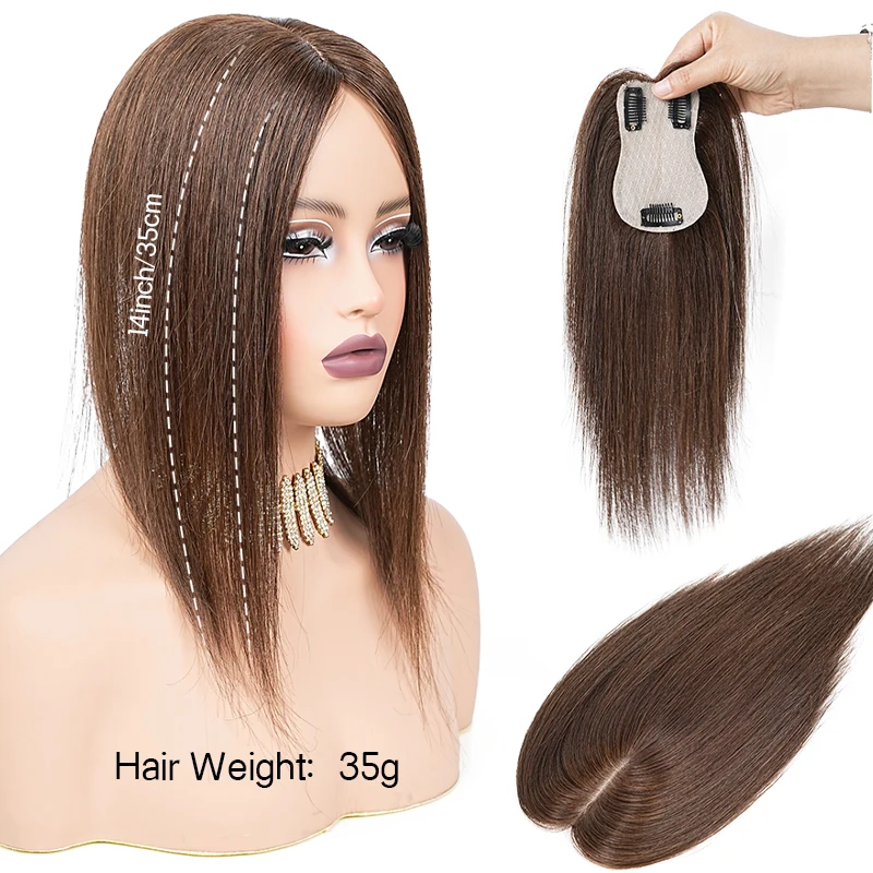 7X11cm Simulation Hairnet 100% Human Hair Toppers Clip in Hairpieces for Women Improve Hair Volume Hair Topper Wig Piece