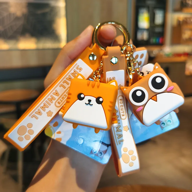 

Genuine Block Animal Piglet Puppy Owl Kitten Keychain Schoolbag Doll PVC Keychain Couple Personalized Gifts Y2k Fashion Anime