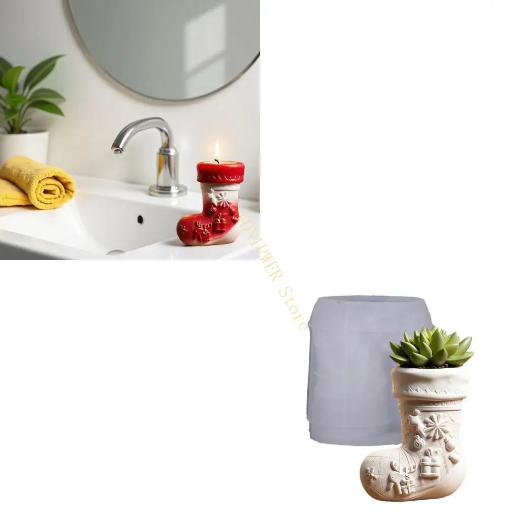 

DIY Cup Vase Storage Cup Silicone Mold Christmas Socks Gypsum Cup Tool D08E