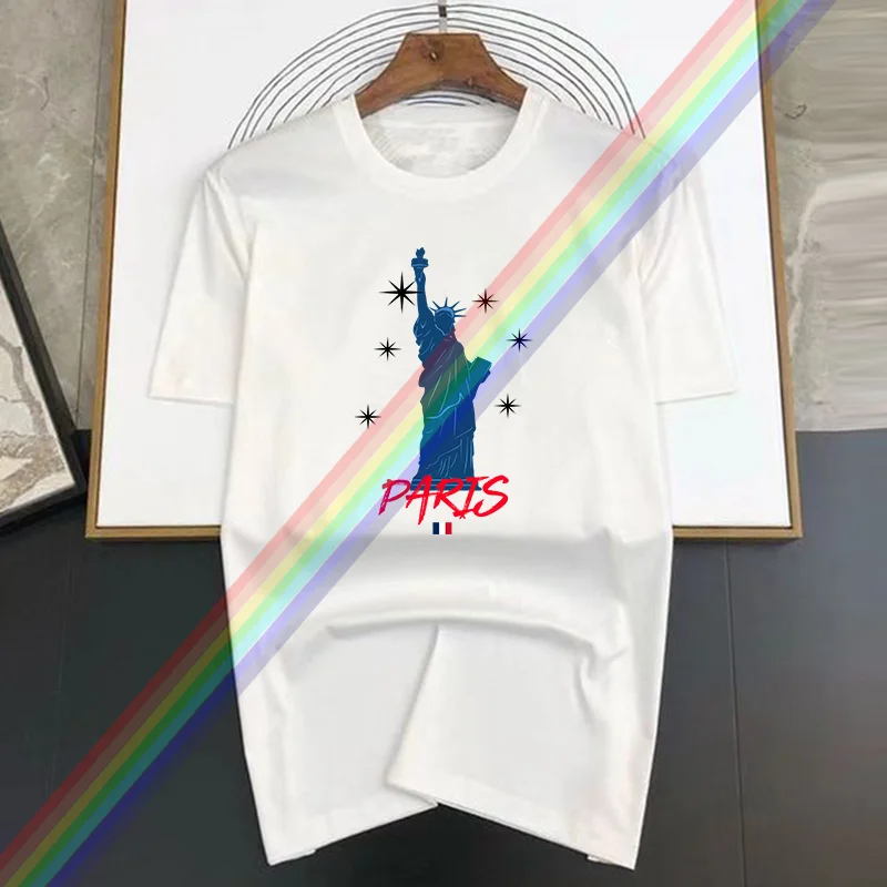 

Summer Cotton T-shirt Statue of Liberty Print T-shirt Stylish fun cartoon graphic T-shirt top men's short sleeve cool T-shirt