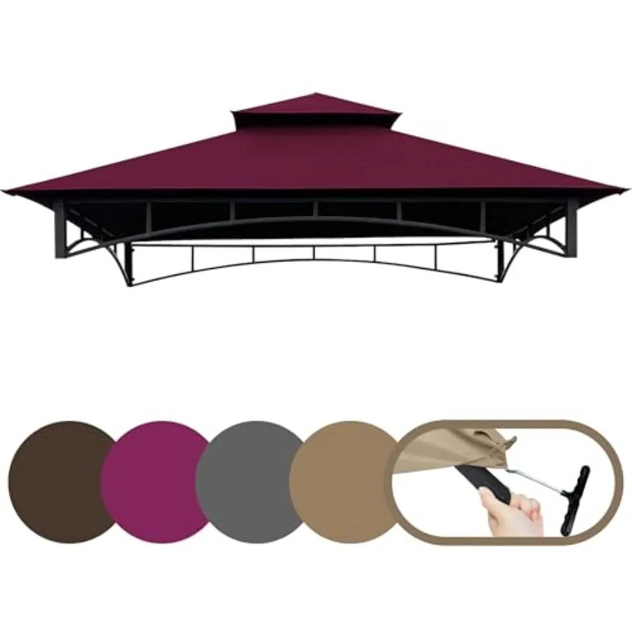 

Сменный тент для беседки-гриль с Т-образными крюками, двухуровневая водонепроницаемая крыша для беседки, модель L-GG001PST-F