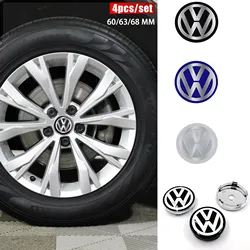 60/63/68mm Car Wheel Center Hub Emblem Stickers Tire Rim Cap For Volkswagen Polo Caddy GTI Bora MK7 Jetta VW Touran Accessories