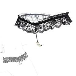 Erotic Sexy Crotchless Pearl Lace Panties Underwear Erotic Pant Women Briefs Transparent Panty Open Crotch Pearls Thongs